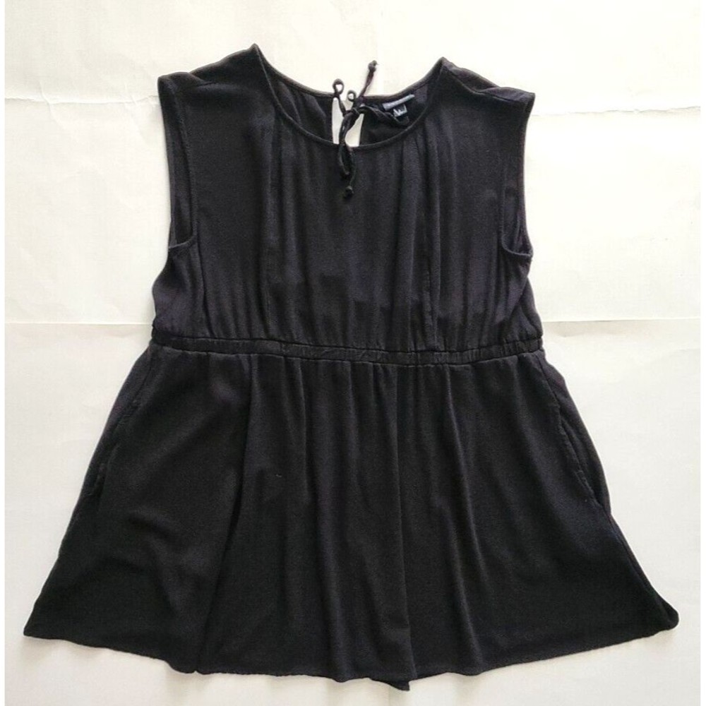 Torrid Black Blouse Top Elastic Waist Women Size 2 Flowy Short Sleeve Pockets